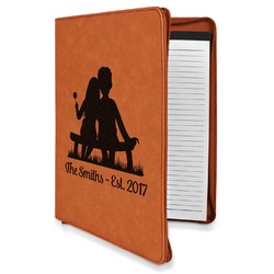 Happy Anniversary Leatherette Zipper Portfolio with Notepad (Personalized)