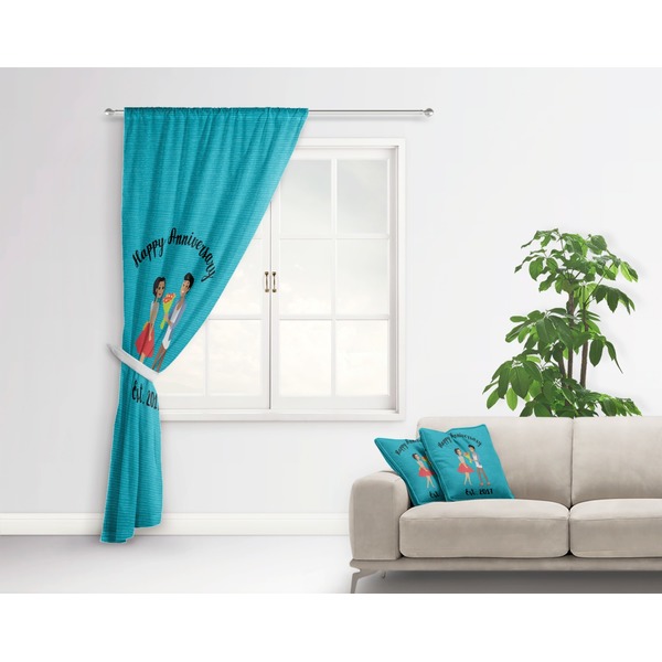 Happy Anniversary Curtain With Window and Rod - in Room Matching Pillow