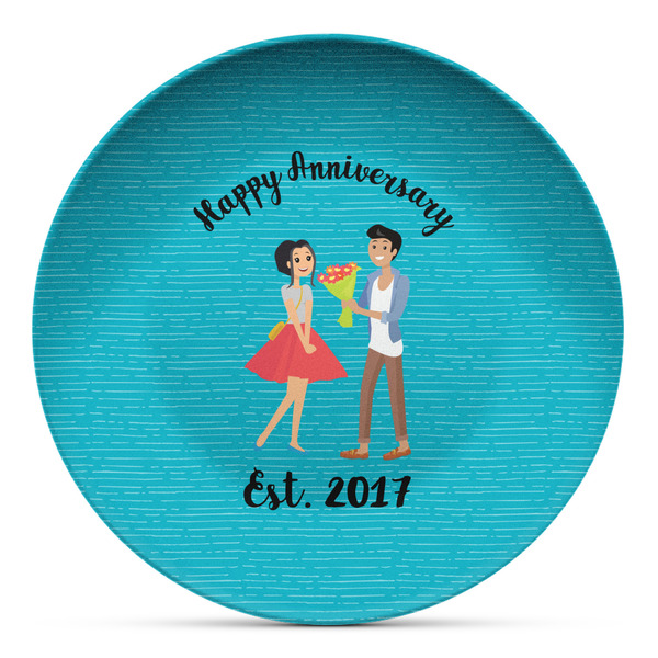 Custom Happy Anniversary Microwave Safe Plastic Plate - Composite Polymer (Personalized)