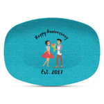 Happy Anniversary Plastic Platter - Microwave & Oven Safe Composite Polymer (Personalized)