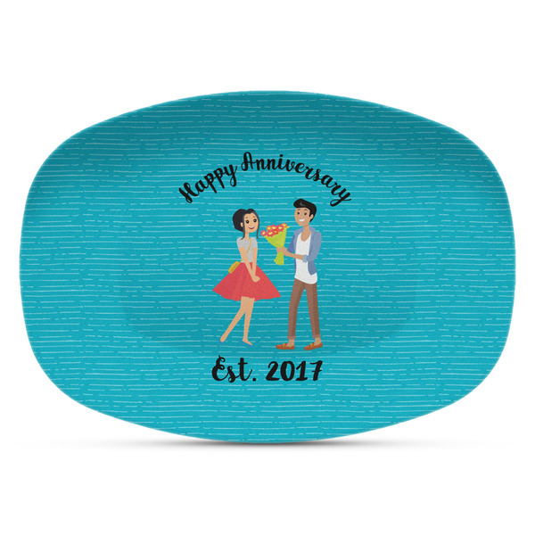 Custom Happy Anniversary Plastic Platter - Microwave & Oven Safe Composite Polymer (Personalized)