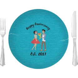Happy Anniversary Glass Lunch / Dinner Plate 10" (Personalized)