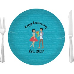 Happy Anniversary 10" Glass Lunch / Dinner Plates - Single or Set (Personalized)