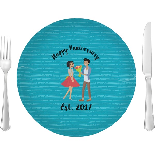 Custom Happy Anniversary 10" Glass Lunch / Dinner Plates - Single or Set (Personalized)