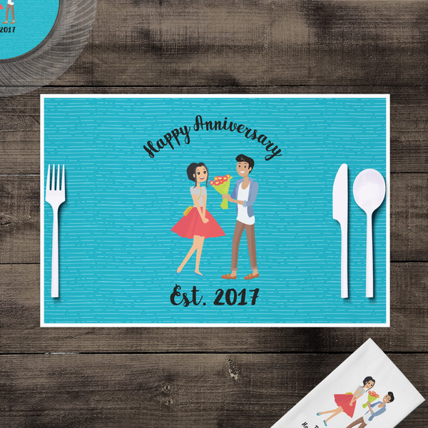 Happy Anniversary Disposable Paper Placemat - In Context