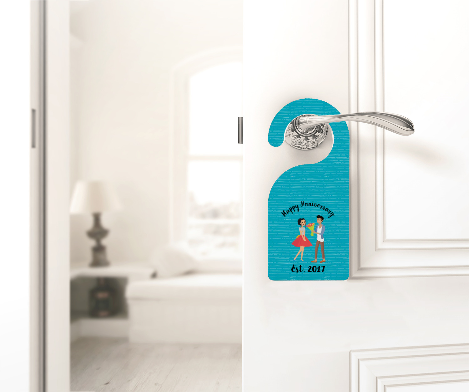 Happy Anniversary Door Banner - White Gold Wedding Anniversary Party Decor