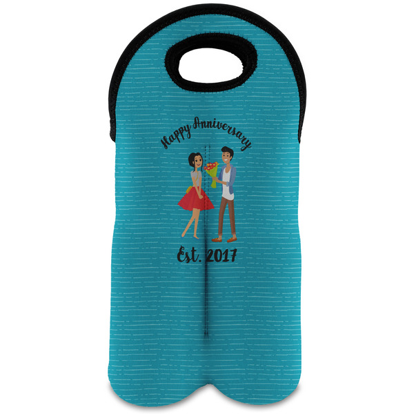 Custom Happy Anniversary Wine Tote Bag (2 Bottles) (Personalized)