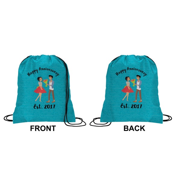 Happy Anniversary Drawstring Backpack Front & Back Small