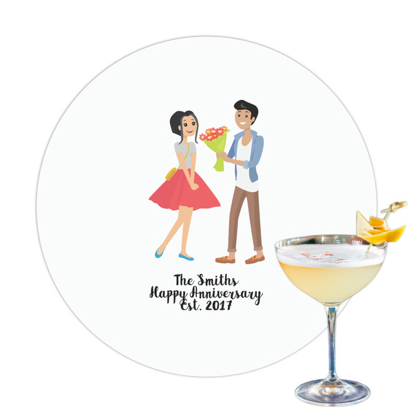 Custom Happy Anniversary Printed Drink Topper - 3.25" (Personalized)