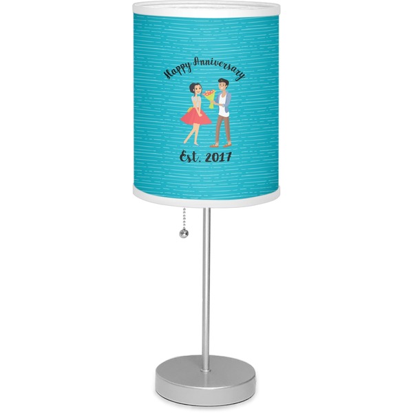 Custom Happy Anniversary 7" Drum Lamp with Shade Linen (Personalized)