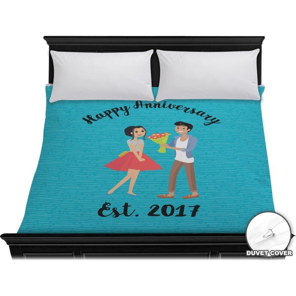 Custom Happy Anniversary Duvet Cover - King (Personalized)