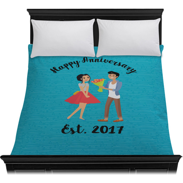 Happy Anniversary Duvet Cover - Queen - On Bed - No Prop
