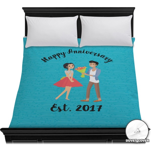 Custom Happy Anniversary Duvet Cover - Full / Queen (Personalized)