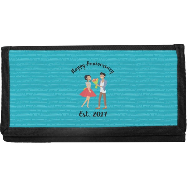 Custom Happy Anniversary Canvas Checkbook Cover (Personalized)