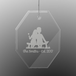 Happy Anniversary Engraved Glass Ornament - Octagon (Personalized)