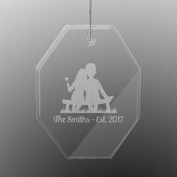 Happy Anniversary Engraved Glass Ornament - Octagon (Personalized)