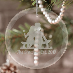 Happy Anniversary Engraved Glass Ornament (Personalized)