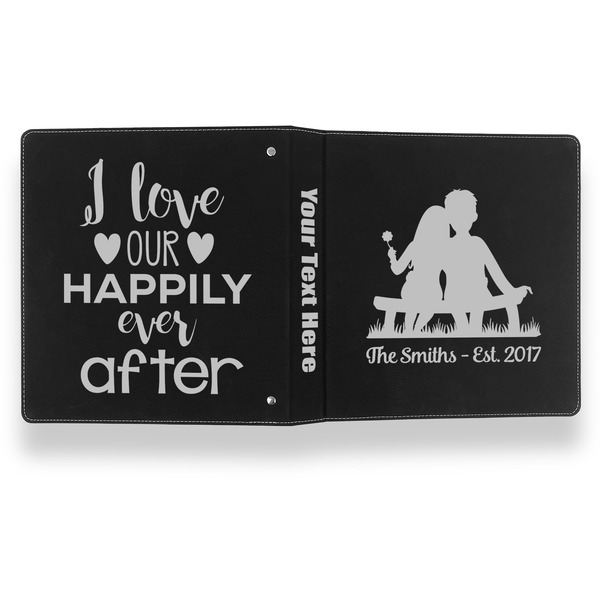 Happy Anniversary Leather Binder - 1" - Black- Back Spine Front View