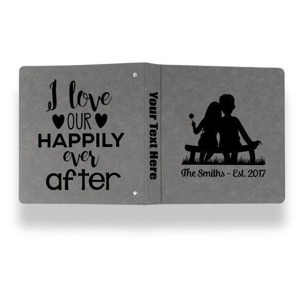 Happy Anniversary Leather Binder - 1" - Grey - Back Spine Front View