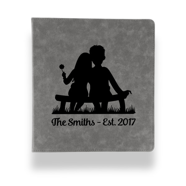 Custom Happy Anniversary Leather Binder - 1" - Grey (Personalized)