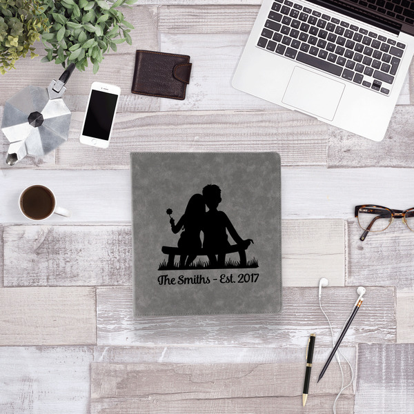 Happy Anniversary Leather Binder - 1" - Grey - Lifestyle View