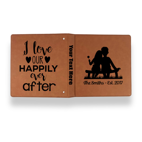 Happy Anniversary Leather Binder - 1" - Rawhide - Back Spine Front View