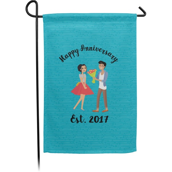 Custom Happy Anniversary Small Garden Flag - Double Sided w/ Couple's Names