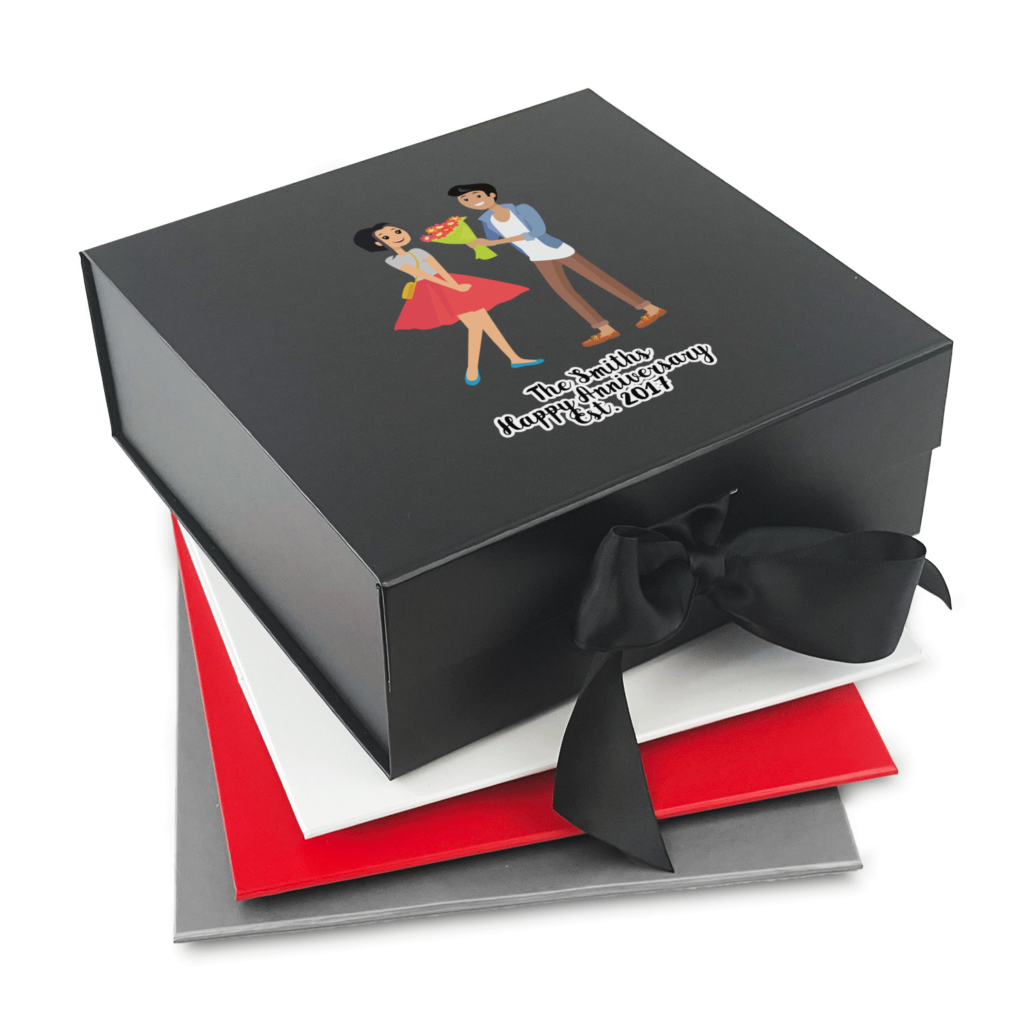 Happy Anniversary Design Custom Gift Box with Magnetic Lid
