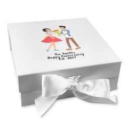 Happy Anniversary Gift Box with Magnetic Lid - White (Personalized)