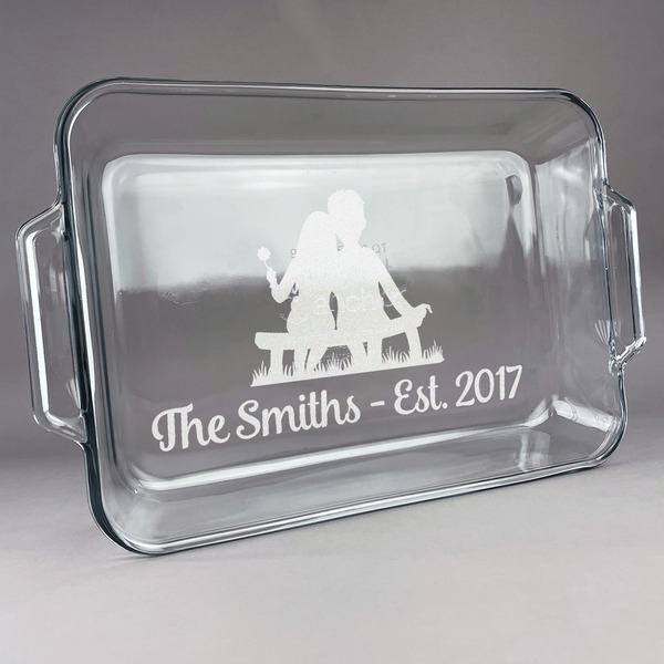 Custom Happy Anniversary Glass Baking Dish with Truefit Lid - 13in x 9in (Personalized)