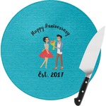 Happy Anniversary Round Glass Cutting Board (Personalized)