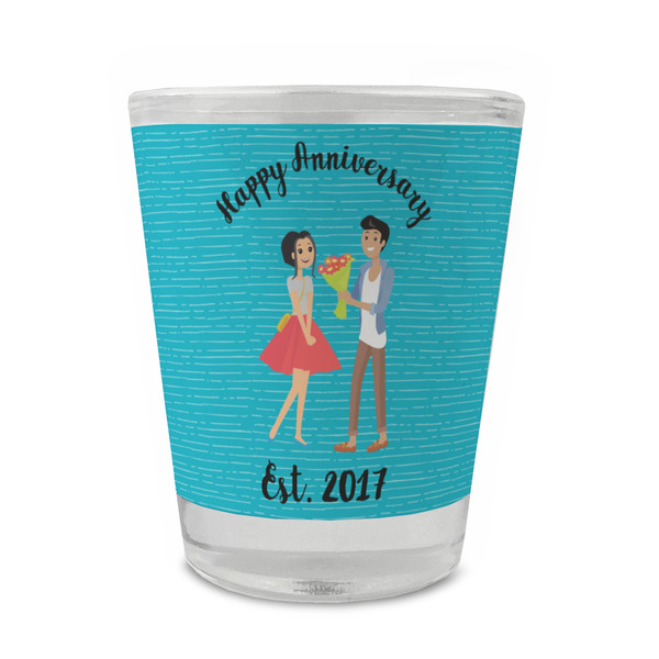 Custom Happy Anniversary Glass Shot Glass - 1.5 oz - Single (Personalized)