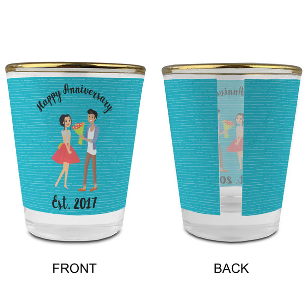 Happy Anniversary Glass Shot Glass - with gold rim - APPROVAL