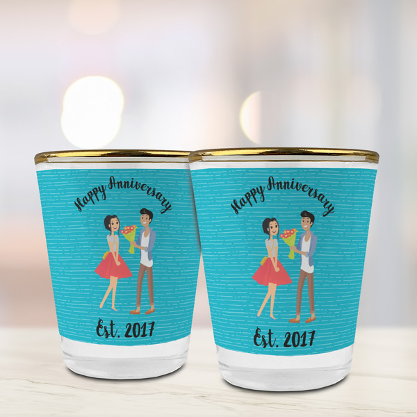 Happy Anniversary Glass Shot Glass - with gold rim - LIFESTYLE