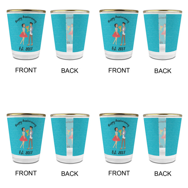 Happy Anniversary Glass Shot Glass - with gold rim - Set of 4 - APPROVAL