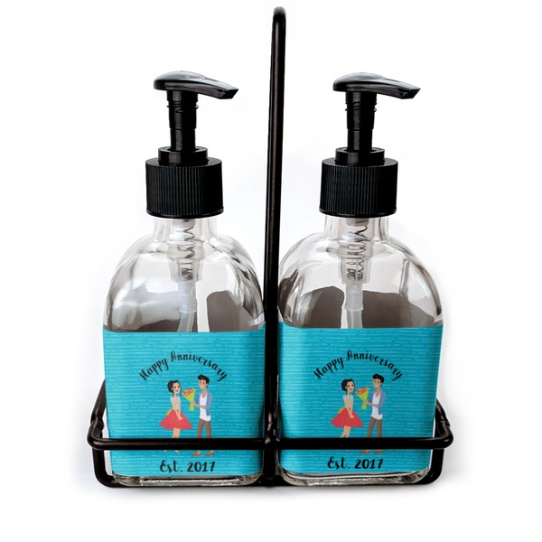 Custom Happy Anniversary Glass Soap & Lotion Bottles (Personalized)