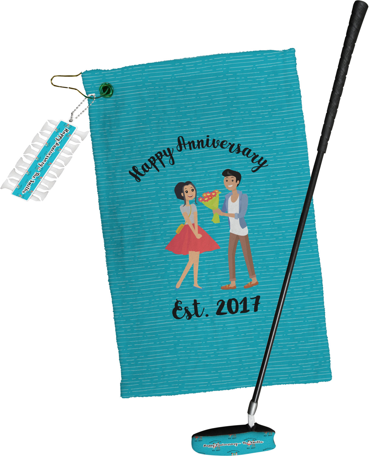 Custom Happy Anniversary Golf Tees & Ball Markers Set (Personalized