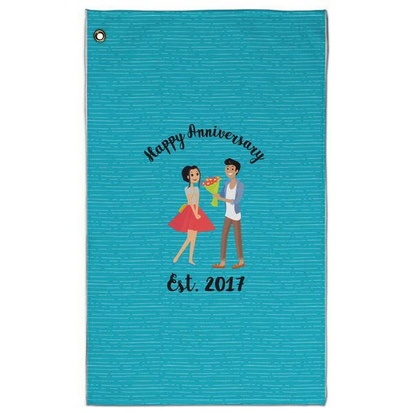 Custom Happy Anniversary Golf Towel - Poly-Cotton Blend w/ Couple's Names