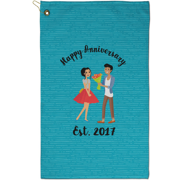 Custom Happy Anniversary Golf Towel - Poly-Cotton Blend - Small w/ Couple's Names