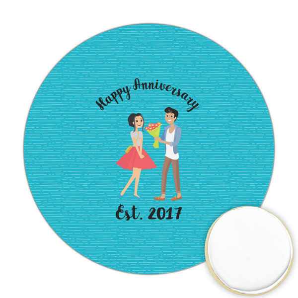 Custom Happy Anniversary Printed Cookie Topper - Round (Personalized)
