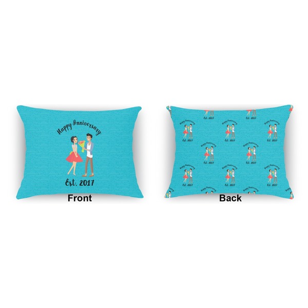 Happy Anniversary Indoor Rectangular Burlap Pillow (Front and Back)