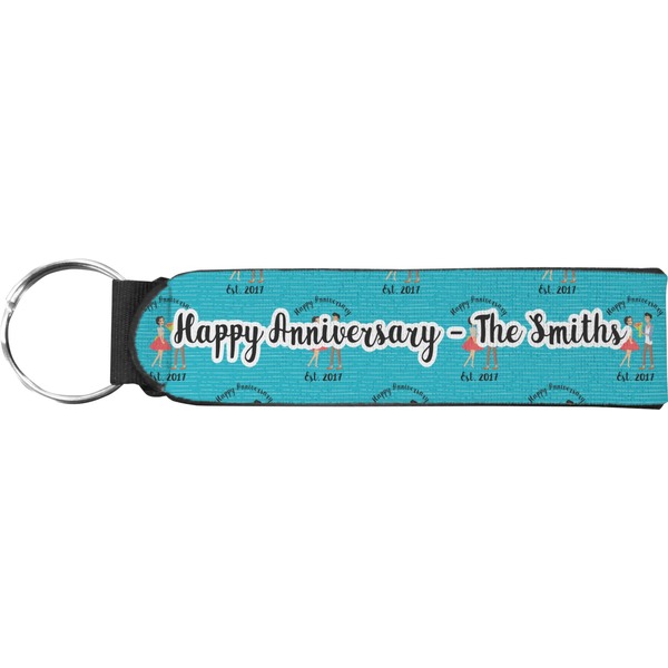 Custom Happy Anniversary Neoprene Keychain Fob (Personalized)