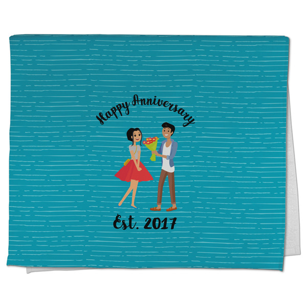 Custom Happy Anniversary Kitchen Towel - Poly Cotton w/ Couple's Names