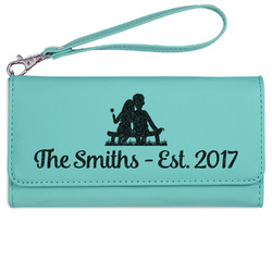Happy Anniversary Ladies Leatherette Wallet - Laser Engraved- Teal (Personalized)