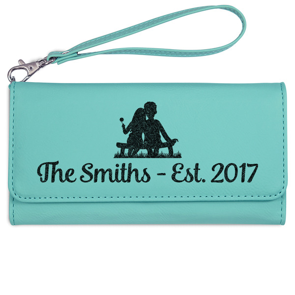 Happy Anniversary Ladies Wallet - Leather - Teal - Front View