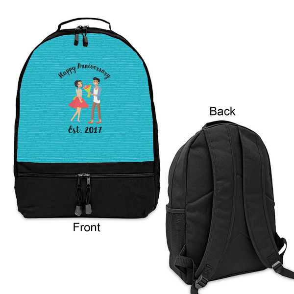 Happy Anniversary Large Backpack - Black - Front & Back View