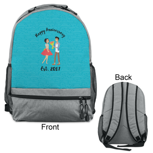 Happy Anniversary Large Backpack - Gray - Front & Back View