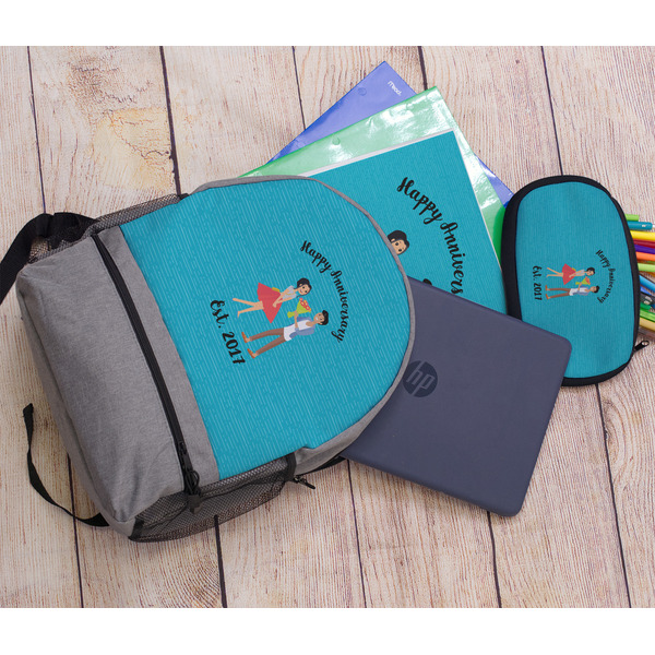 Happy Anniversary Large Backpack - Gray - With Stuff