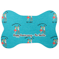 Happy Anniversary Bone Shaped Dog Food Mat (Large) (Personalized)