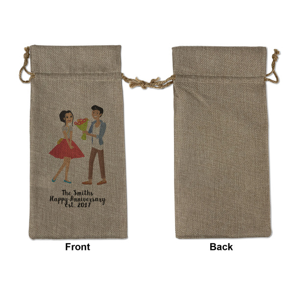 Happy Anniversary Large Burlap Gift Bags - Front Approval